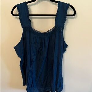 Maurices Ruffled Blue Tank Top with Relaxed Fit